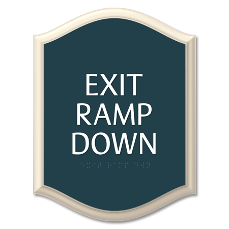 "Exit Ramp Down" Egress Sign - CA Compliant