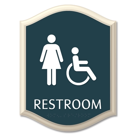 Restroom Sign w/ Female & ISA Symbols