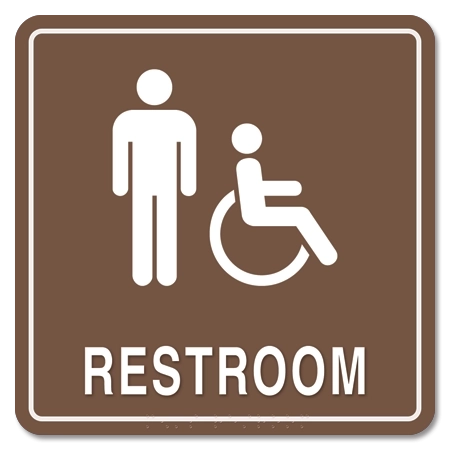 Restroom Sign w/Male & ISA Symbols
