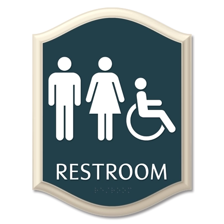 Restroom Sign w/ Unisex & ISA Symbols