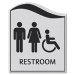Restroom Sign w/ Unisex & ISA Symbols