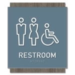 Restroom Sign w/ Unisex & ISA Symbols